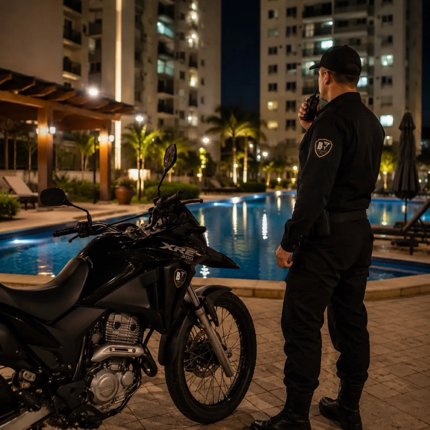 Vigia noturno da Bravo Segurança em ronda na madrugada