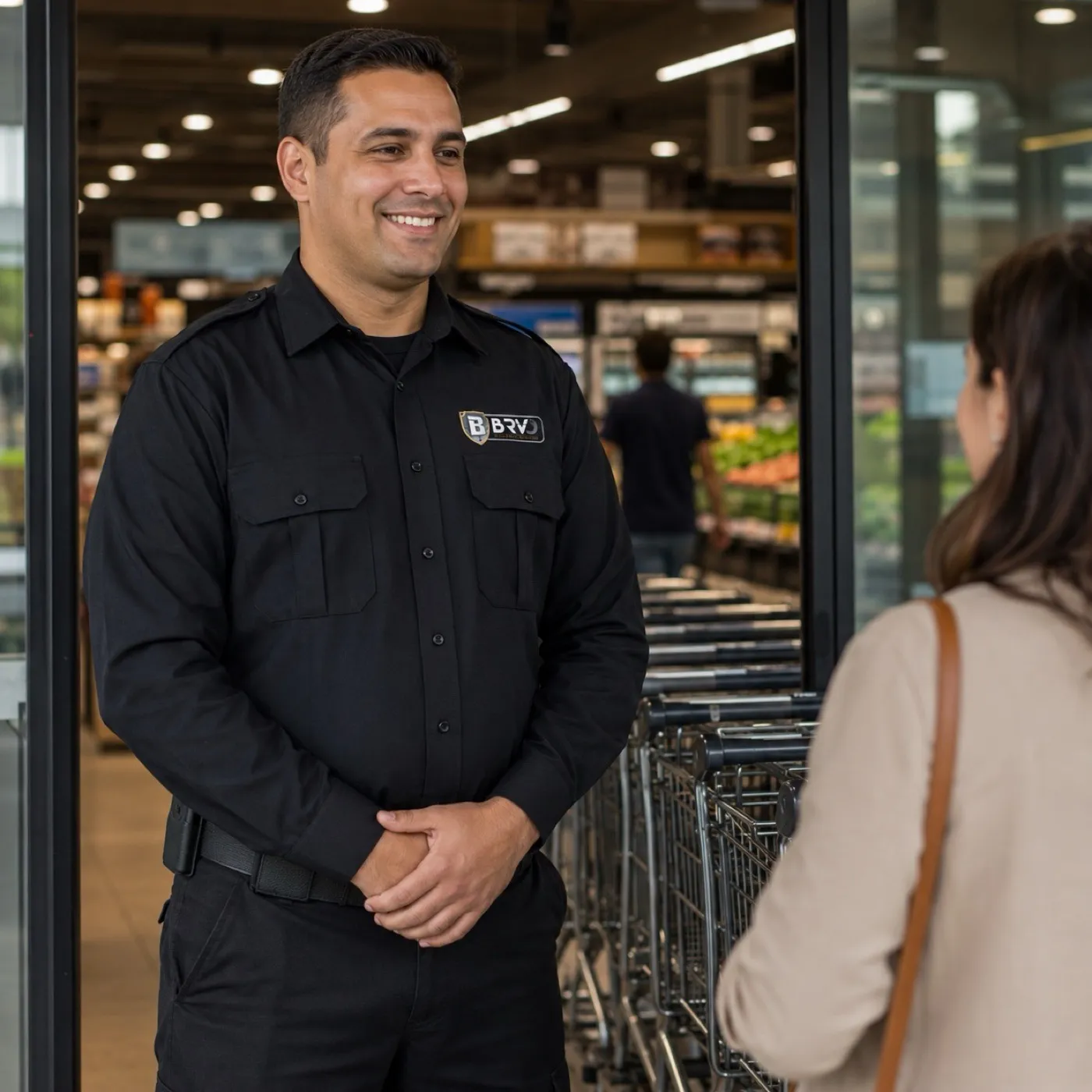 Segurança da Bravo em supermercado prevenindo perdas