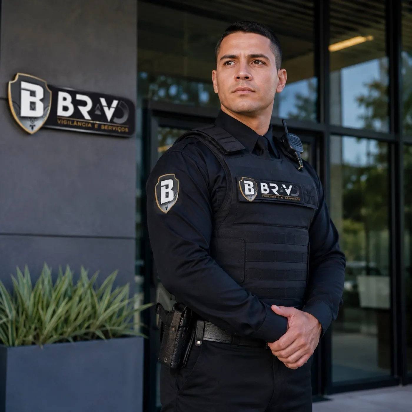 Vigilante patrimonial da Bravo Segurança em vigilância